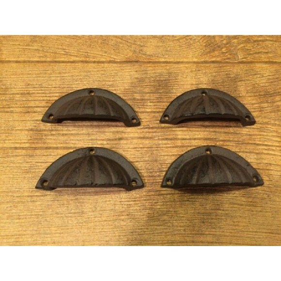 Six (6) Antique Cast Iron 4" wide Seashell Drawer Pulls Six (6) 0184-0034 - Picture 4 of 12